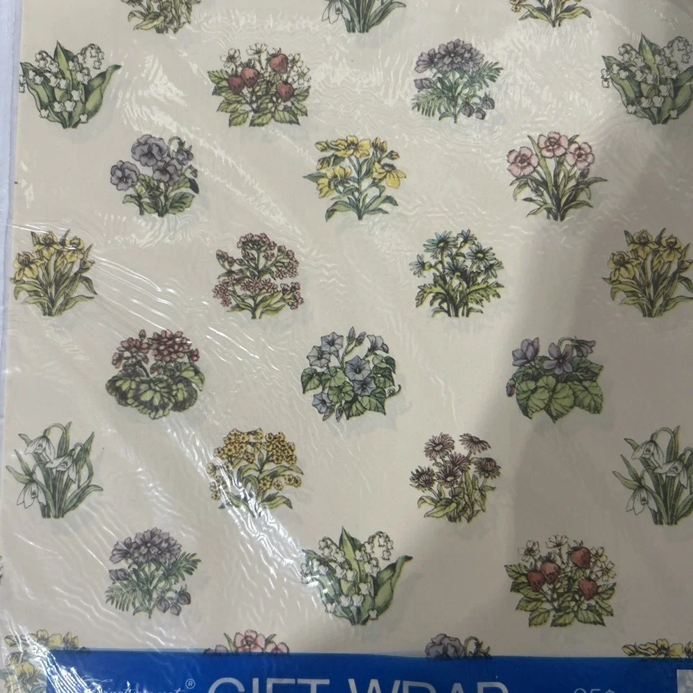 12 Packs of  Vintage Gift Wrapping Paper Forget Me Not Botanical Cottagecore